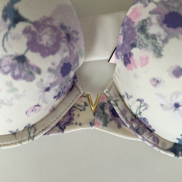 Victoria’s Secret Love cloud, floral prints on cream push-up bra Sz 32 B - Picture 3 of 5